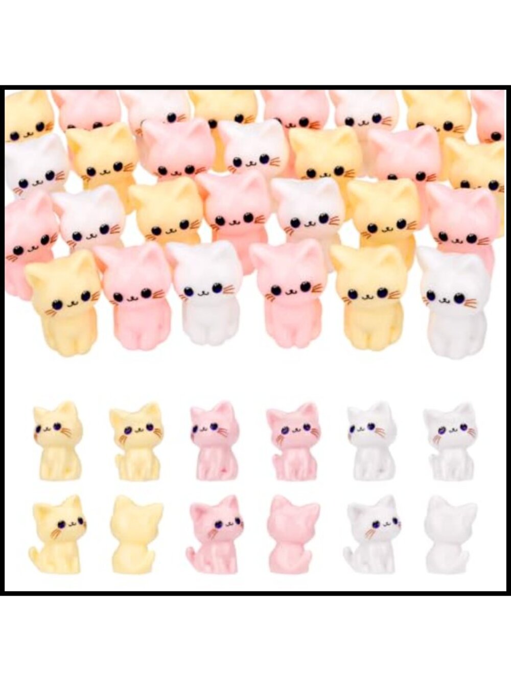 60pcs Mini Resin Cat Figurines Dollhouse Decor DIY Crafts